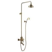 Смеситель LEMARK Брава/Brava для ванны с верх.душ.лейкой Троп. дождь поворот. излив 153мм, золото LM4762G