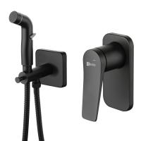 Смеситель LEMARK BRONX  настенный с гигиеническим душем, встраеваемый, черный LM3719BL