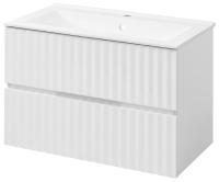 Тумба подвесная ”Marble-100” в комплекте с умывальником ”Элит-100G” белый глянец