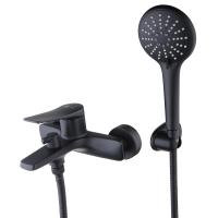 Смеситель LEMARK BRONX  для ванны с коротким изливом, дивертор с кер. пласт с аксес, черныйLM3714BL