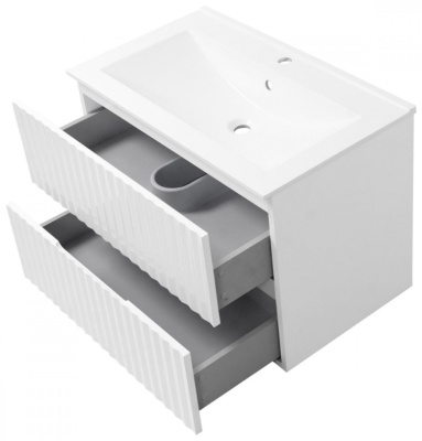 Тумба подвесная ”Marble-100” в комплекте с умывальником ”Элит-100G” белый глянец