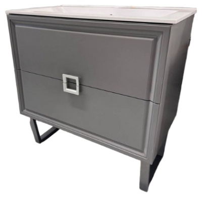 Тумба на ножках ”Женева 80 вкомплекте с умывальником Элит-80G серый матовый
