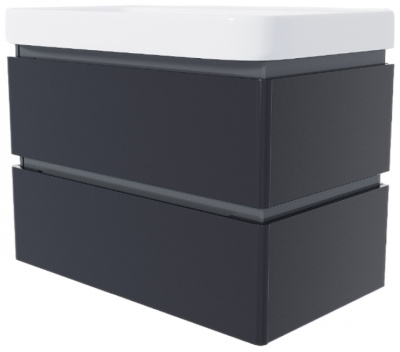 Тумба подвесная ”Hilton-80” в комплекте с умывальником ”Zen-80 черный матовый