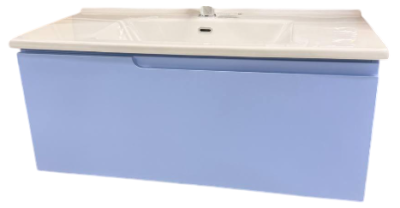 Тумба подвесная ”Неаполь 100“ в комплекте с умывальником ”Etna 100 голубой матовый