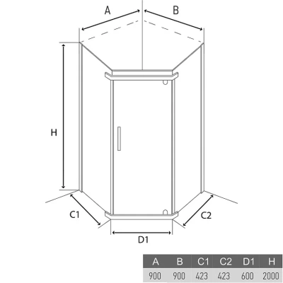 Душевая кабина AB215-100 1000*1000*2000 светлое стекло (без поддона)