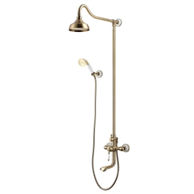 Смеситель LEMARK Вилла для душа с верх.душ.лейкой Троп. дождь, поворотный излив, бронза LM4862В