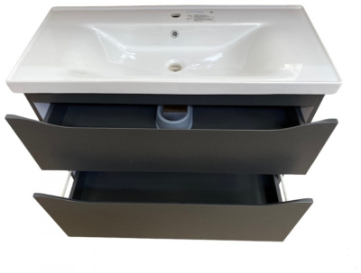Тумба на ножках ”Севилья-80” в комплекте с умывальником ”Sava-80 антрацит матовый