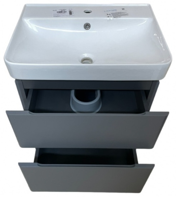 Тумба подвесная ”Hilton-80” в комплекте с умывальником ”Zen-80 черный матовый