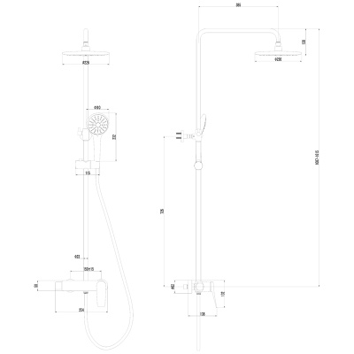 Смеситель "BRONX"для душа с верхней душевой лейкой "Тропический дождь", 3-ф. лейкой LM3760GM