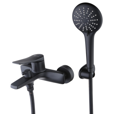 Смеситель LEMARK BRONX  для ванны с коротким изливом, дивертор с кер. пласт с аксес, черныйLM3714BL