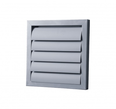 Решетка вытяжная с гравитационным жалюзи 150х150 с фланцем D100 ASA серый