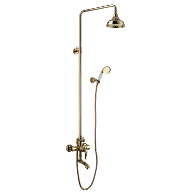 Смеситель LEMARK Брава/Brava для ванны с верх.душ.лейкой Троп. дождь поворот. излив 153мм, золото LM4762G