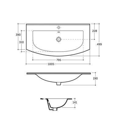 Умывальник Керамин встроиваемый Бари 100