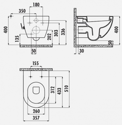 Унитаз подвесной с функцией биде Creavit FE320-34CB00E-0002