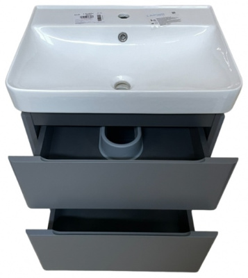 Тумба подвесная ”Hilton-80” в комплекте с умывальником ”Zen-80” серый маовый