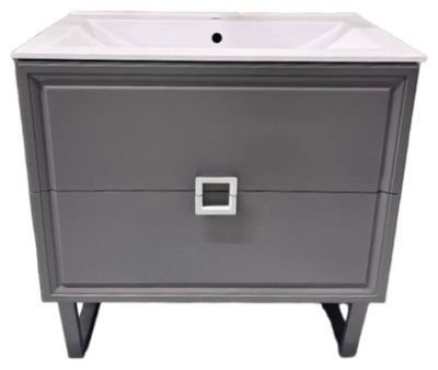 Тумба на ножках ”Женева 80 вкомплекте с умывальником Элит-80G серый матовый