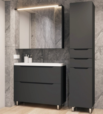 Тумба на ножках ”Севилья-80” в комплекте с умывальником ”Sava-80 антрацит матовый