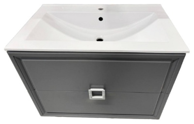 Тумба на ножках ”Женева 80 вкомплекте с умывальником Элит-80G серый матовый