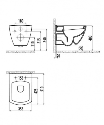 Унитаз подвесной Creavit TP326-11CB00TЕ