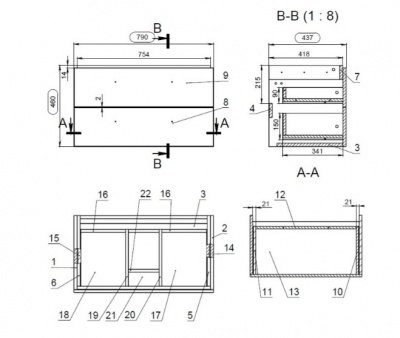 Тумба CERSANIT LARA80 (без раковины)