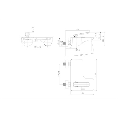Смеситель Lemark Bellario LM6802C для ванны