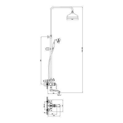 Смеситель LEMARK Брава/Brava для ванны с верх.душ.лейкой Троп. дождь поворот. излив 153мм, золото LM4762G