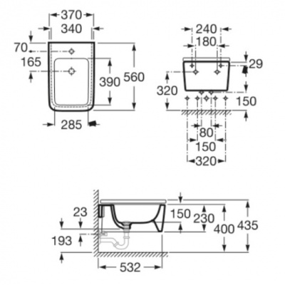 Биде подвесное ROCA INSPIRA SQUARE 7357535000