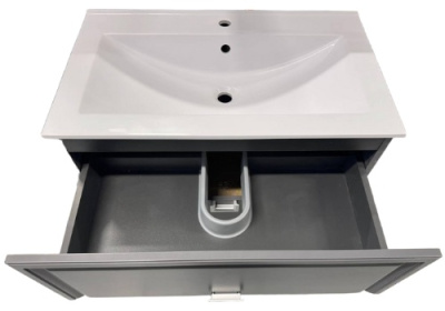 Тумба на ножках ”Женева 80 вкомплекте с умывальником Элит-80G серый матовый