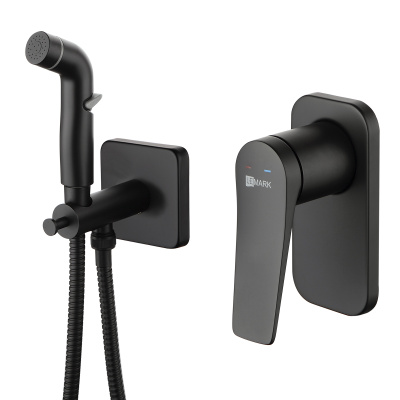 Смеситель LEMARK BRONX  настенный с гигиеническим душем, встраеваемый, черный LM3719BL