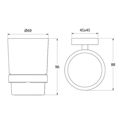 Подстаканник одинарный,  IDDIS Edifice EDIMBG1i45 мат.стекло