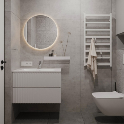 Тумба подвесная ”Marble-100” в комплекте с умывальником ”Элит-100G” белый глянец