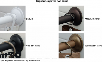 Карниз для ванны 1700х900, Г-образный черный-маур 265187